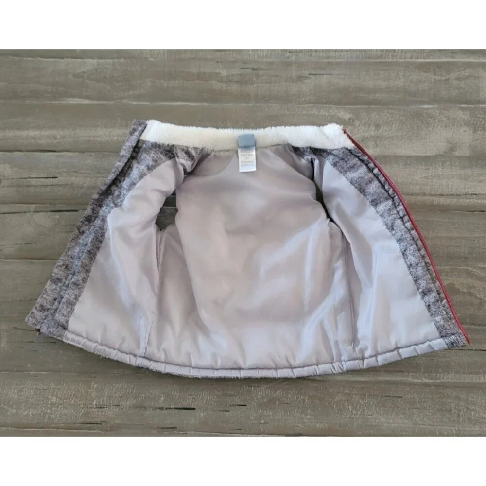 Little Lad‎ Vest 2 Snap Pockets Size 2T Gray Faux Fur Kids